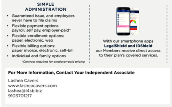 Employee Benefits by Lashea Cavers - LegalShield Independent Associate