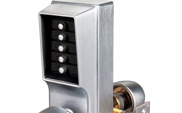 thumbnail image 2 of Kaba Simplex 1011-26D-41 Mechanical Push Button Entry Lockset - Knob, Left Hand, White 2 of 6