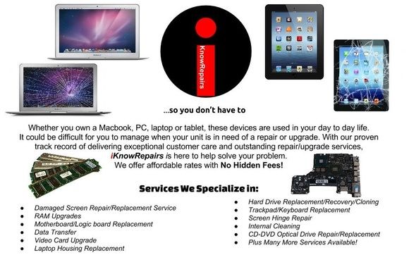 MacBook, Laptop & PC Repair/Upgrade Services by iKnowRepairs