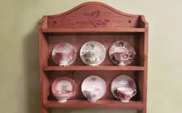 Robin tea cup shelf by Eugenie Woodcraft