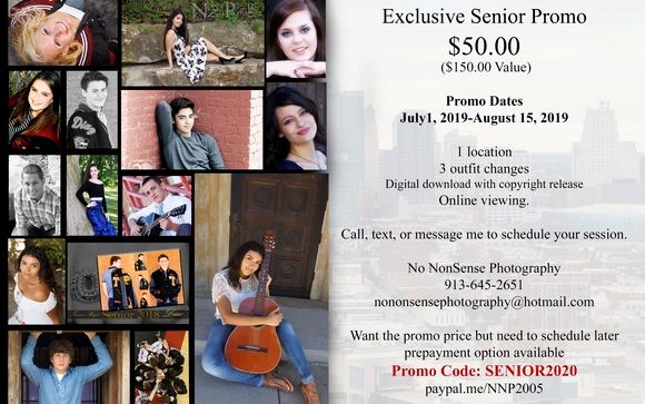 Senior Portraits($50) special Class of 2020 by No NonSense Photography-Insured and Bonded