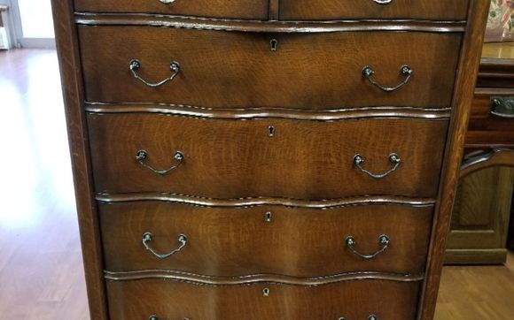 Antique Solid Oak Serpentine Dresser By Taste And See Thrift Shop