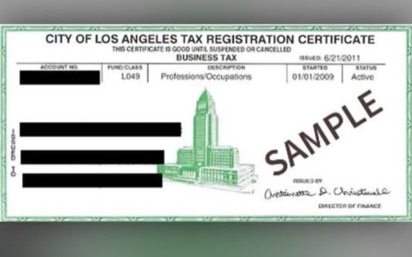 Business Tax Registration Certificate by Go File Inc in Whittier CA