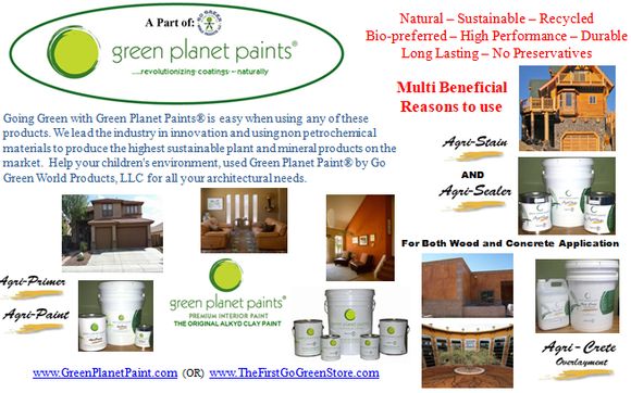 Natural Paints, Stains and Sealers by Go Green World Products, LLC