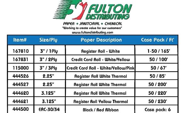 Register Rolls by Fulton Distributing