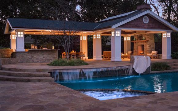 Pool Pavilion W Fireplace And Kitchen By Greenworks Outdoor Living In Franklin Tn Alignable 4464