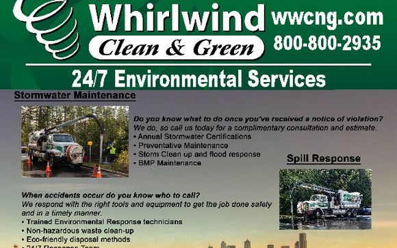 24/7 Vactor, Stormwater and Spill Response Services by Whirlwind Clean and Green