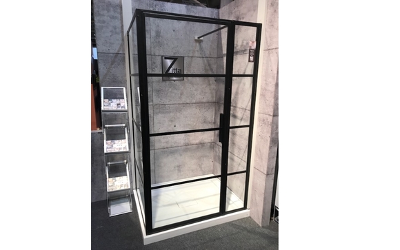 Matte Black Grid Framed Shower by Shower Door of Canada