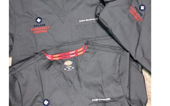 Custom embroidery doctor scrubs by Hub92Prints Screen Printing, Embroidery & More