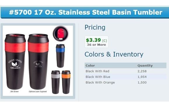 17 oz Stainless Steel Basin Tumblers by Promotional.Pro / Martin Marketing LLC