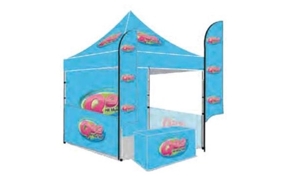 This 10x10 Tent 6ft Table Cover, 2 Flags, Back Wall, 2 Side Rails comes with  by OPULENT PROMOTIONAL ITEMS COMPANY