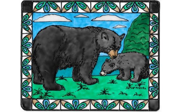 Black Bear Mother & Cub $40 by Kim Rose Colored Glass