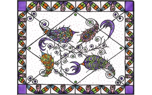 Arcane Beetles Stained Glass Painting $40 by Kim Rose Colored Glass