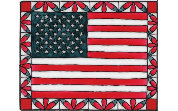 American Flag Stained Glass Painting $40 by Kim Rose Colored Glass