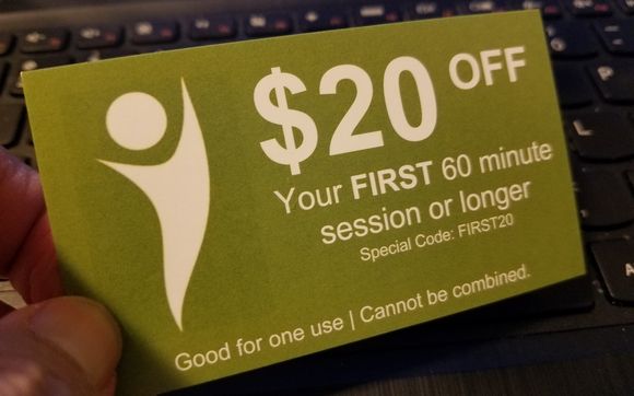 $20 off your first 60 min session or longer. Code: First20 by Eye Street Massage Therapy