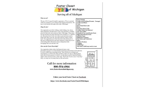 Items For Children In Foster Care For Free By Foster Closet Of