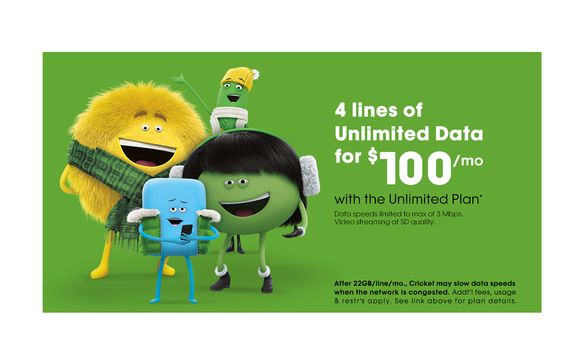 4 lines unlimited by Cricket Wireless Authorized Retailer