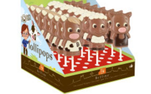 BELFINE FARM ANIMALS 1.23 OZ CHOCOLATE LOLLIPOPS by Candy Kids International Candies, Pastries and more...