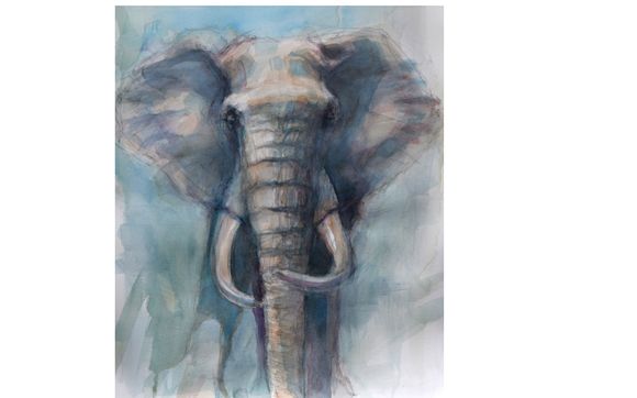African Elephant - Watercolor by Campbell Creative Group, LLC
