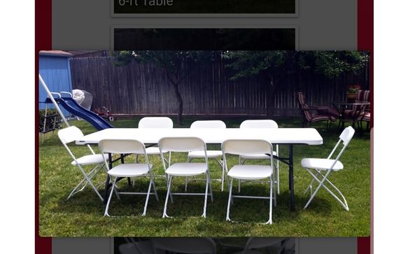 Table and chair  by Mdg Party Rentals
