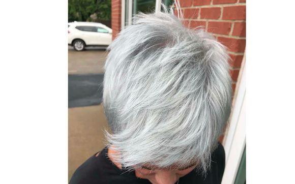 Silver Ice Blonde With A Shadow Root For Depth And A Pixie Cut By Lyndon S Salon Day Spa In Clarksville Tn Alignable