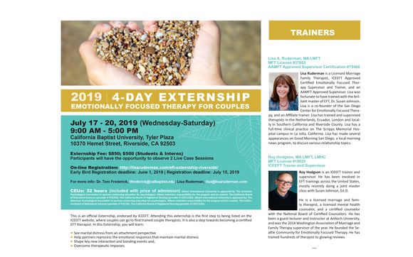 4 Day Emotionally Focused Therapy Basic Training by Lisa Ruderman, MA ...