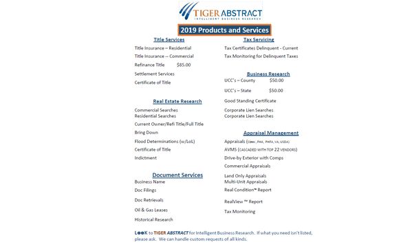 Title Insurance on residential and commercial properties.  Abstract work in all PA counties. by Tiger Abstract