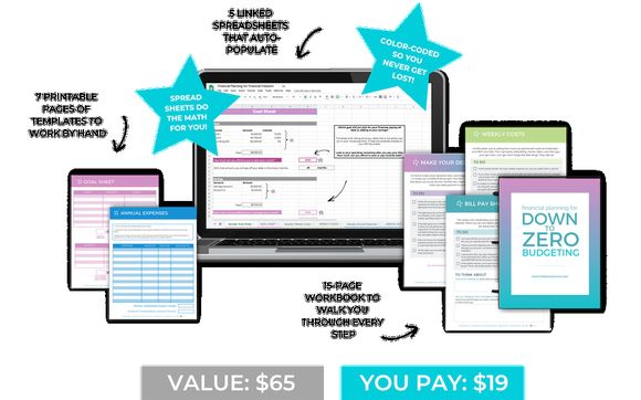 Down to Zero Spreadsheets and Workbook by The Bossy House