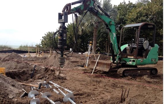 Helical Piling Installation by Florida Shoreline and Foundation
