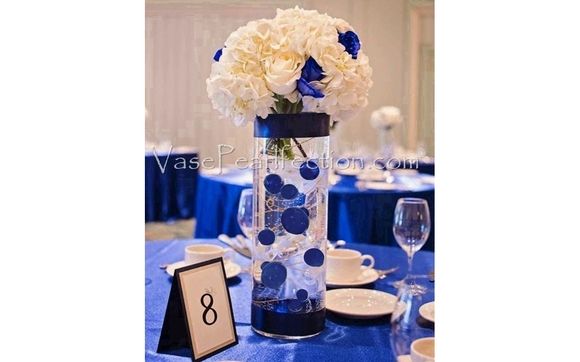 No Hole Blue/Soft Royal Blue Pearls- Jumbo/Assorted Sizes Vase Decorations by Floating Pearls by Vase Pearlfection