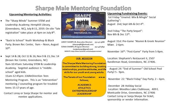 Upcoming Mentoring And Fundraising Events By Sharpe Male Mentoring