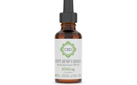 1000mg Broad Spectrum THC Free CBD Oil 30mL Tincture by Happy Hemp Farmacy