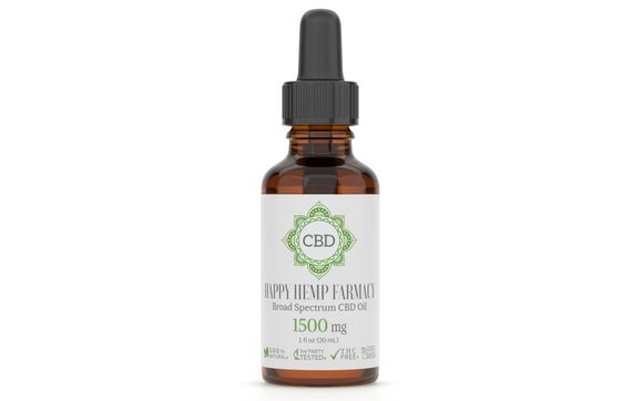 1500mg Broad Spectrum THC Free CBD Oil 30mL Tincture by Happy Hemp Farmacy