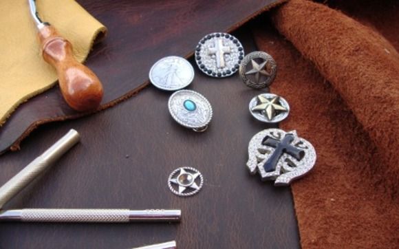Conchos/Magnets by Cold Leather, Inc - Brandable Leather Koozies