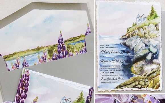 Hand Painted Wedding Invitations by Momental Designs