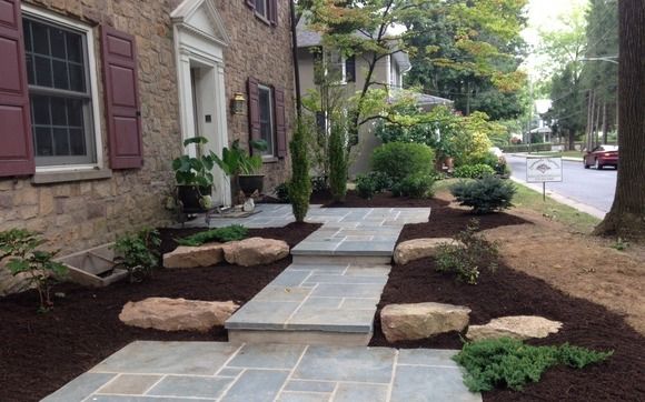Flagstone or Brick Walkways and Patios with Step Systems by Samuels Nursery, Inc.