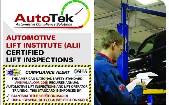 ALI Certified Automotive Lift Inspections by AutoTek Compliance in Long