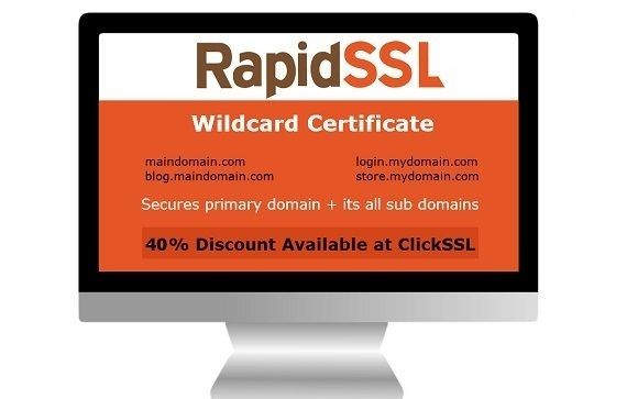RapidSSL Wildcard Certificate - Get flat 40% discount by ClickSSL