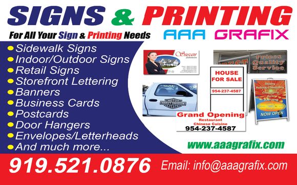 Signs And Printing In Cary By Aaa Grafix In Cary Nc Alignable