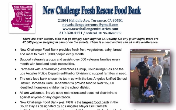 New Challenge Ministries, “Fresh Rescue Food Bank”. Serving the South ...