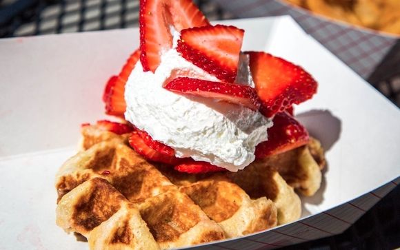 Liege Waffle with a variety of fresh toppings by Bruges Waffles & Frites