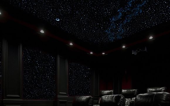 Home Theater With A Night Sky Mural By Night Sky Murals In