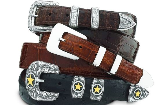 Gold and Silver Star Inlay Belt Strap with Buckle – Double R Brand - Dallas