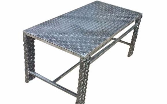 Wood Metal Furniture End Table - Raymond Guest Metal Art at