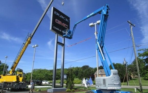 Signs requiring cranes by American Made Signs