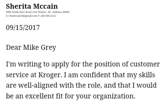 Professional cover letters by Sherita's Freelancing Svc/ Sherita’s Shoppe LLC