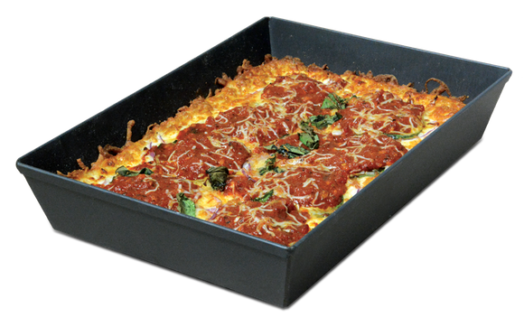 Sicilian Deep Dish Pizza Pan LloydPans 12x1, Rechte Gevlochten Pizzapan, PSTK Voorjaar, Gerolde Rand Voor Kracht, Aluminium, Donkergrijs Commerciële Pizza Pan