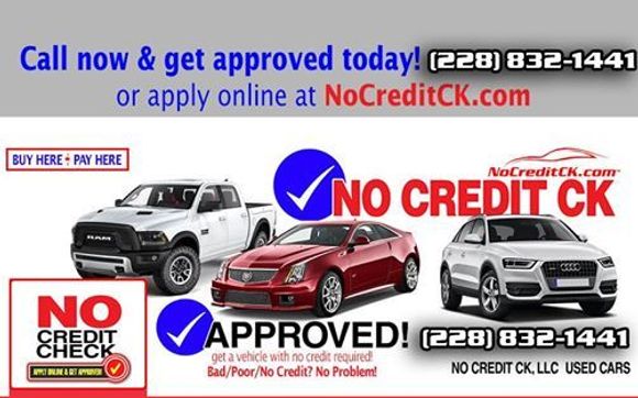 Used Car Sales Down Payments 595 by No Credit CK LLC in