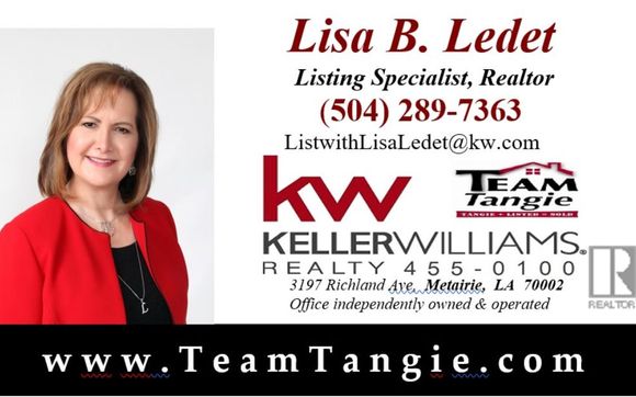 Buyer Agent by Lisa Ledet, Realtor Keller Williams Realty 455-0100