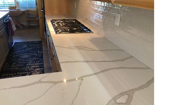 Zermatt Quartzite kitchen counters with stack stone splash. by Central ...